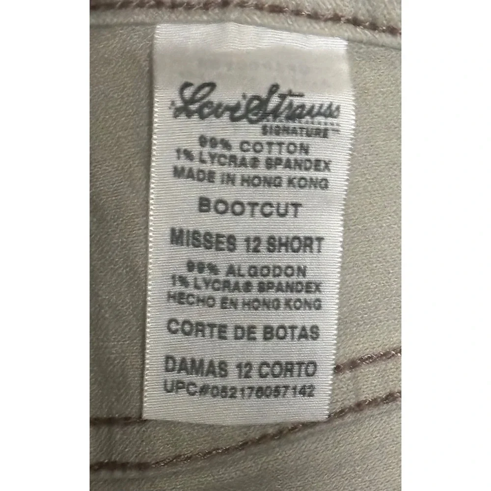 Levi Strauss Signature Stretch‎ Bootcut Women Light Tan Pants Misses 12 Short - Picture 5 of 7